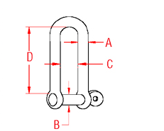 Long D Shackle with  Screw Pin Drawing